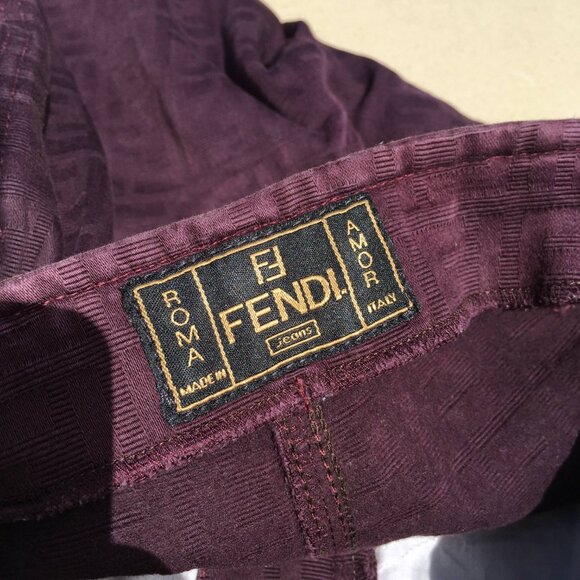 FENDI Zucca Logo Trousers Pants Purple Denim Vintage Cotton Straight Size 28 - Picture 9 of 10